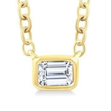 10K Yellow Gold Emerald Cut Diamond Necklace, .15CTW