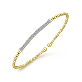 14K Yellow Gold Bujukan Diamond Bar Split Bangle Bracelet, 0.33 Carat TW