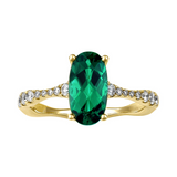 14K Yellow Gold Lab Grown 1.28 CTW Emerald and 0.25 Carat Diamond TW Ring