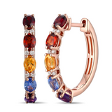 Rose Gold Multicolor Stone Huggie Earrings