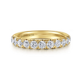 14K Yellow Gold 1Carat TW 11 Stone French Pave Diamond Wedding Band