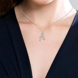 10K White Gold Diamond Initial "A" Necklace, 0.07 Carat TW