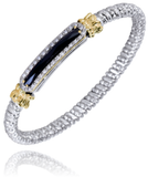 Sterling Silver/14K Yellow Gold 4MM Bracelet Black Onyx with .23Carat TW Diamond