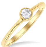 Yellow Gold Round Cut Bezel Set Diamond Ring