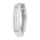 10KW Diamond Inlay Baguette Huggie Earrings w/ 0.10 ctw