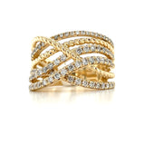 14K Yellow Gold Crisscross Diamond Anniversary Ring