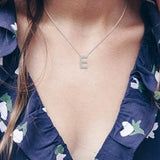 10K White Gold Diamond Initial "E" Necklace, 0.05 Carat TW
