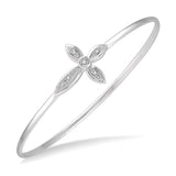 Sterling Silver Flexi Diamond Cross Bangle w/ 0.05 ctw