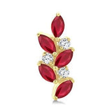 14K Yellow Gold Marquise Ruby & Diamond Climber Earrings, 0.15 Carat Tw
