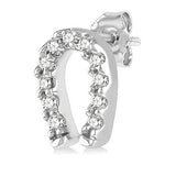 10K White Gold Diamond Horseshoe Stud Earrings, 0.10 Carat TW
