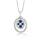 14KW Sapphire and Diamond Double Oval Pendant w/ 0.33 ctw Dia.