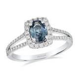 14K White Gold and Platinum Ring with Gray Spinel and 0.32 Carat Diamonds TW