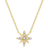 10K Yellow Gold Diamond Starburst Necklace, 0.08 Carat TW