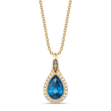 Yellow Gold Blue Topaz Pendant