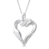 Silver Heart Shape Diamond Fashion Pendant, 0.05 Carat TW