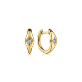 14K Yellow Gold Diamond Huggie Earrings, 0.03Carat TW