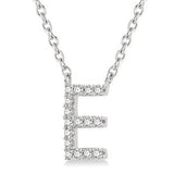 10K White Gold Diamond Initial "E" Necklace, 0.05 Carat TW
