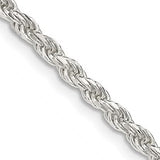 Sterling Silver (2.75mm) Diamond-Cut Rope Chain, 22"