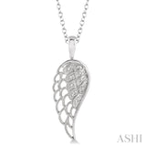 Sterling Silver Diamond Angel Wing Necklace, 0.05 Carat TW