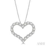 14KW Heart Charm Diamond Pendant w/ 0.75 ctw & 18