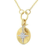 10K Yellow Gold Diamond Moon & Star Fluted Fashion Pendant, 0.12Carat TW