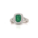 14KW Emerald & Diamond Ring w/ 1.11 CTW