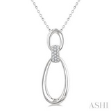 Sterling Silver Diamond Oval Pendant, 0.10Carat TW