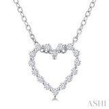 Sterling Silver Heart Shape Round Cut Diamond Pendant, 0.10Carat TW