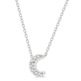 10K White Gold Crescent Petite Diamond Necklace, 0.06 Carat TW
