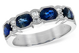 14K White Gold (5x4mm) Sapphire and (0.25 Carat TW) Diamond Ring