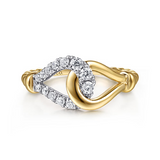 Stirrup Ring 14K White and Yellow Gold Diamond 0.3ct Bujukan