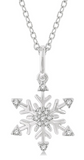 10K White Gold Diamond Snowflake Pendant, 0.10 Carat