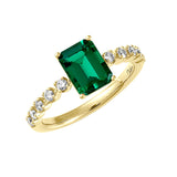 14KY Lab Grown Emerald & Diamond RIng w/ 1.30C ctw Em. & 0.25 ctw Dia.