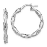 Sterling Silver Rhodium Plated Twisted Hoop Earrings