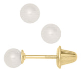 14K Yellow Gold 4MM Cultured Pearl Stud Earrings