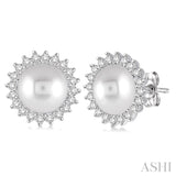 14KW Pearl & Diamond Stud Earrings w/ 0.25 ctw