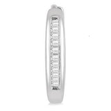 10KW Diamond Inlay Baguette Huggie Earrings w/ 0.10 ctw